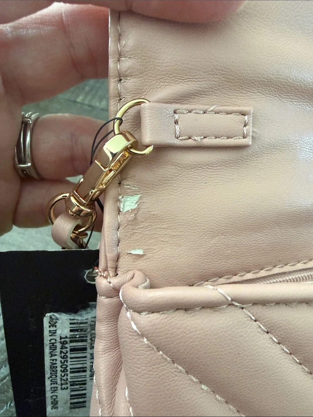 Badgley Mischka Dusty Pink Chevron Quilted Crossbody - Vegan Leather - New!!